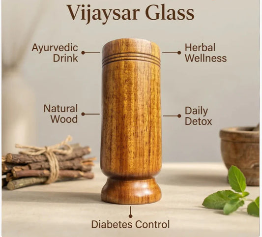 Ayurvedic Vijaysar Wooden Glass 🌿 – Natural Sugar Balance Tumbler 🩺✨