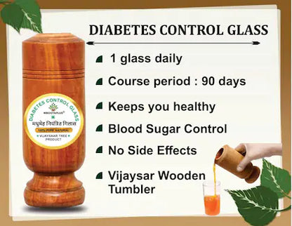 Ayurvedic Vijaysar Wooden Glass 🌿 – Natural Sugar Balance Tumbler 🩺✨